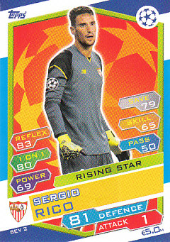 Sergio Rico Sevilla FC 2016/17 Topps Match Attax CL Rising Star #SEV02